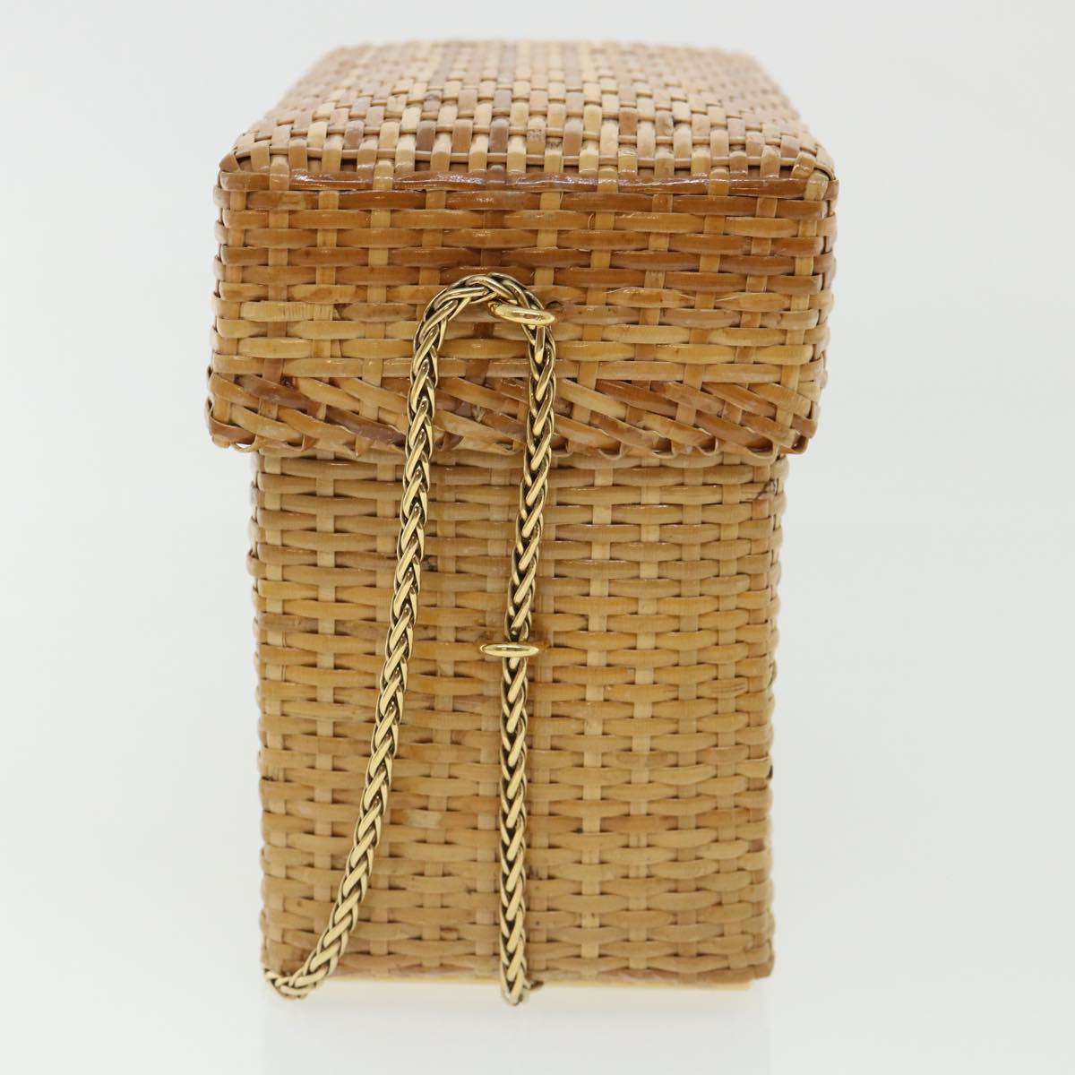 Luxury Chanel Basket Chain Shoulder Bag Leather rattan Beige CC 31932A