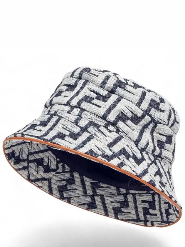 Luxury Fendi FF Denim Bucket Hat Blue