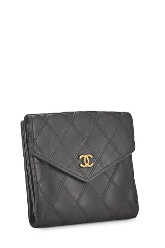 Chanel, Black Quilted Lambskin Compact Wallet, Black