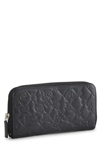 Chanel, Black Lambskin Icon Charm Wallet, Black