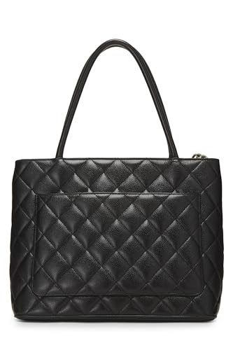 Chanel, Black Quilted Caviar Medallion Tote, Black