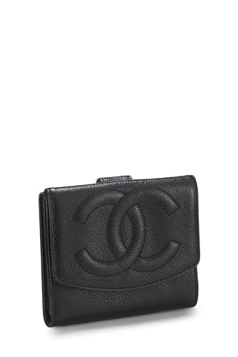 Chanel, Black Caviar Timeless 'CC' Compact Wallet, Black