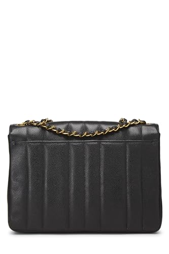 Chanel, Black Vertical Caviar Half Flap Medium, Black