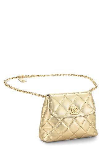 Chanel, Gold Quilted Lambskin Waist Pouch, Gold