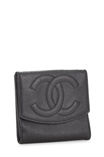 Chanel, Black Caviar Timeless 'CC' Compact Wallet, Black