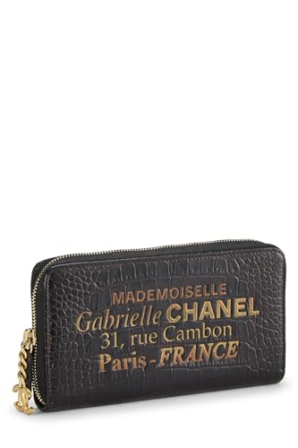 Chanel, Black Embossed Calfskin Mademoiselle Wallet, Black