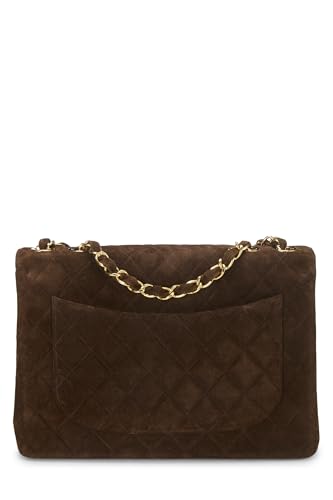 Chanel, Brown Quilted Suede Half Flap Jumbo, Brown