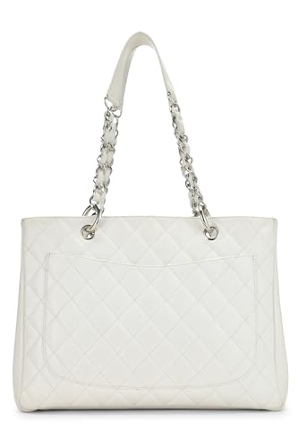Chanel, White Quilted Caviar Grand Shopping Tote (GST), White