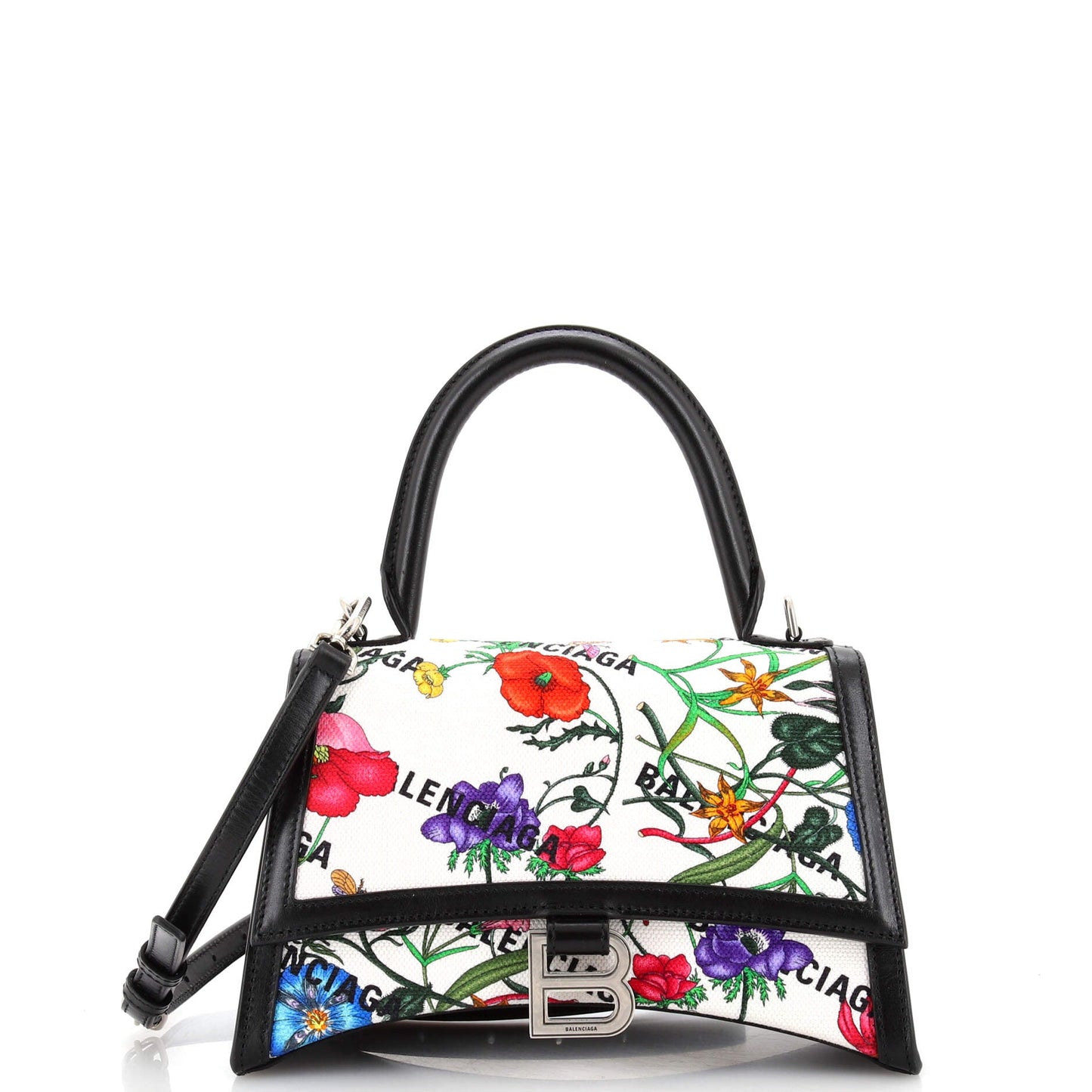 Luxury Gucci Trending 2025 x Balenciaga The Hacker Project Hourglass Top Handle Bag Flora Canvas Small