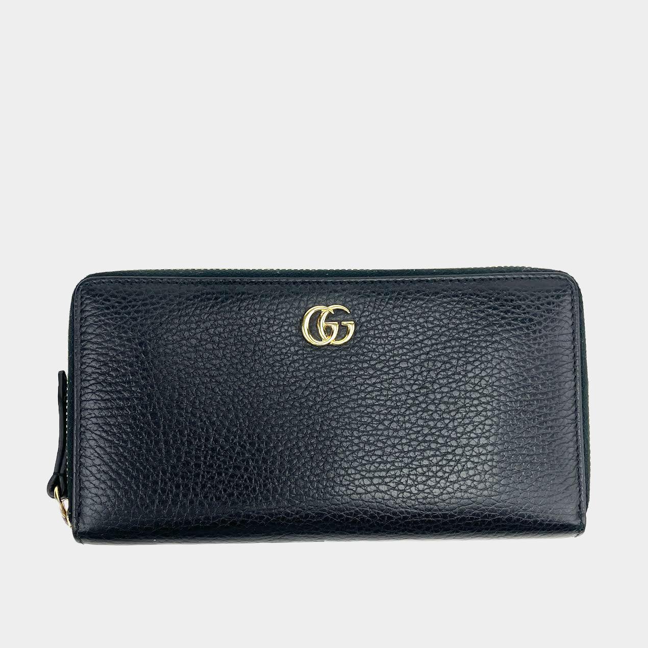 Luxury Gucci GG Zip-Around Leather Wallet - Black