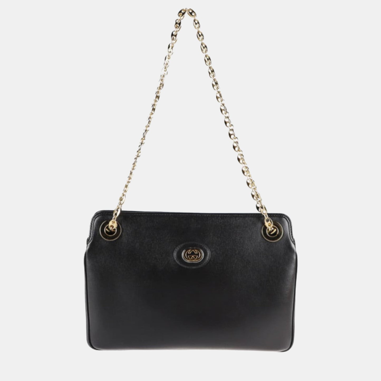 Luxury Gucci Trending 2025 Black Leather Linea Marina Chain Shoulder Tote Bag
