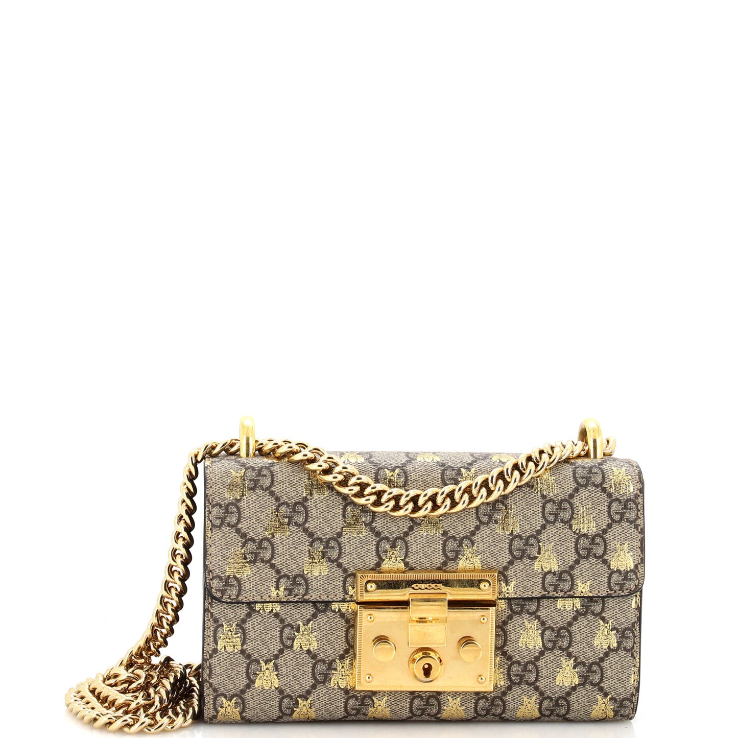 Luxury Gucci Trending 2025 Padlock Shoulder Bag Printed GG Coated Canvas Small