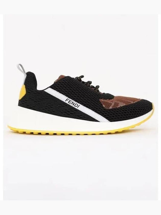 Luxury Fendi Kids Logo Mesh Low Top Sneakers Black