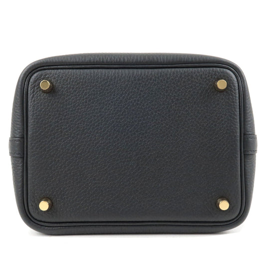 Luxury Hermes Taurillon Clemence Picotin Lock PM Hand Bag Black