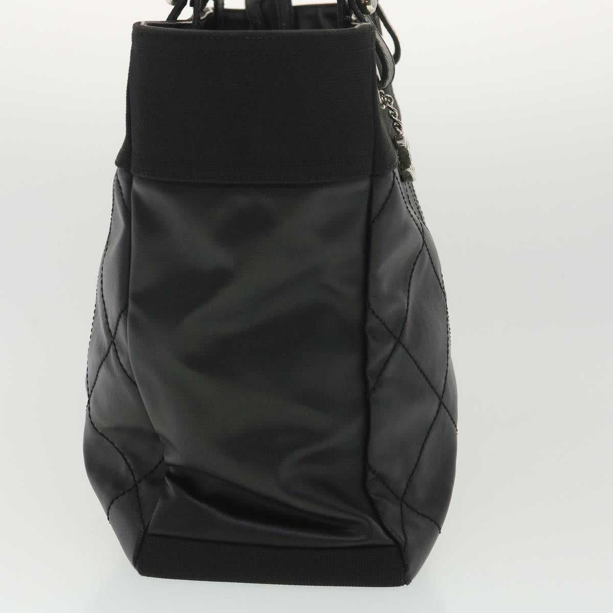 Luxury Chanel Paris Biarritz MM Tote Bag Coated Canvas Black CC 37855