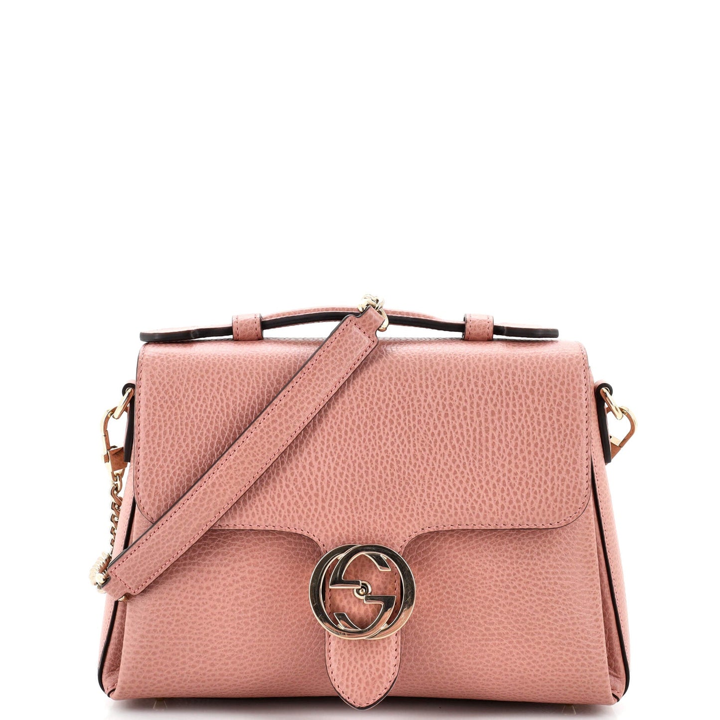 Luxury Gucci Trending 2025 Interlocking Top Handle Bag Leather Small