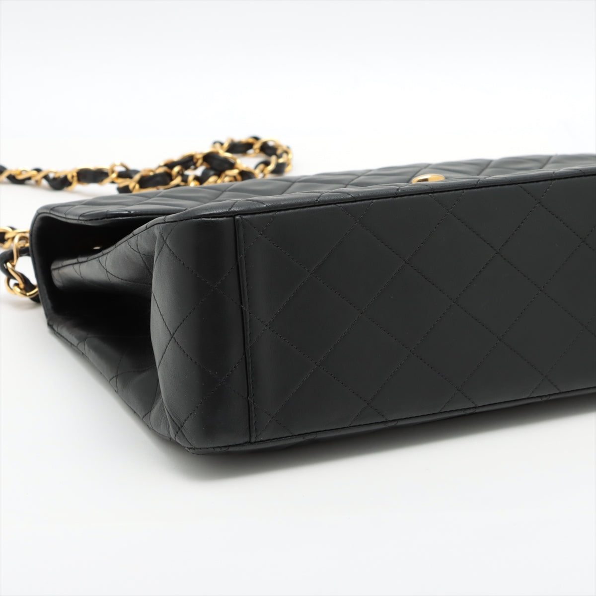 CHANEL DECAMATRASSE 34 MAXI RUMSKIN Single Flap Double Chain Bag Black G A58601 Gold Tools Nonede Noise