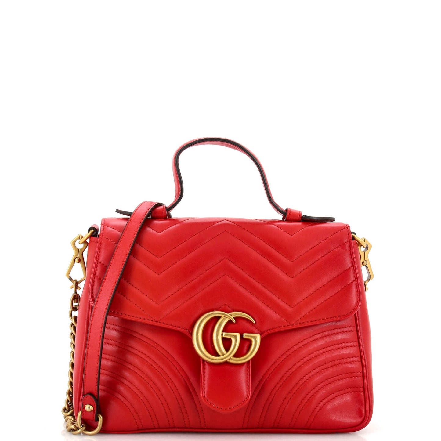 Luxury Gucci Trending 2025 GG Marmont Top Handle Flap Bag Matelasse Leather Small