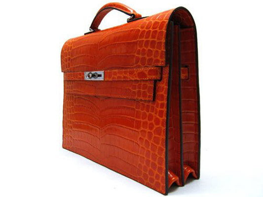Luxury Hermes Briefcases H1053 Unisex Briefcase Orange Handbag