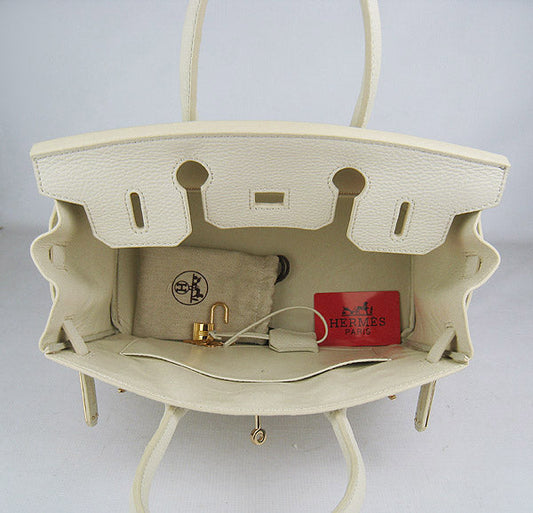Luxury Hermes Birkin 30cm Togo Leather Handbags Beige Golden