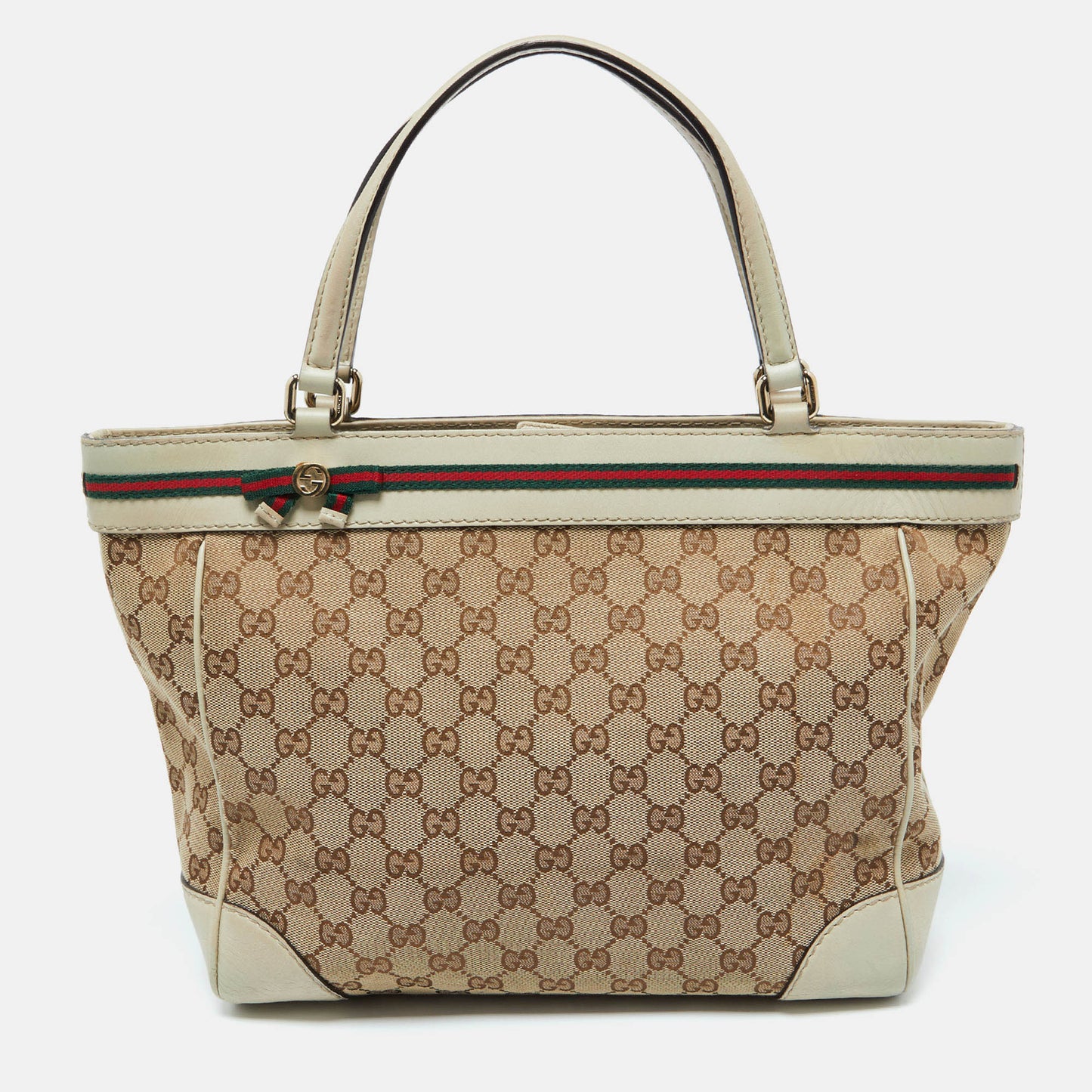 Luxury Gucci Trending 2025 Brown/Beige GG Canvas and Leather Medium Mayfair Bow Tote