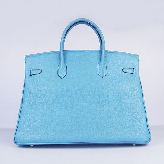 Luxury Hermes Birkin 35cm Togo Leather Handbags 6099 Light Blue Golden