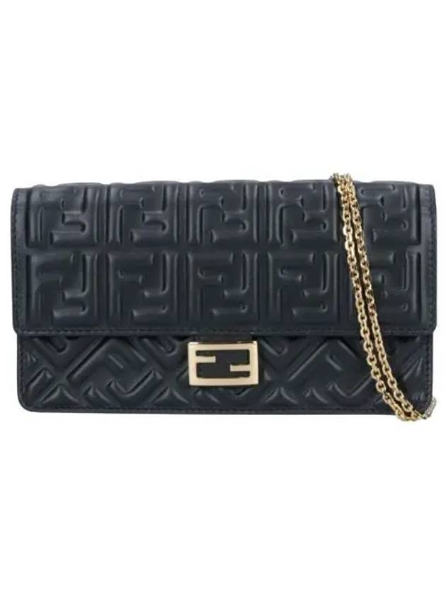 Luxury Fendi FF Baguette Nappa Leather Long Wallet Black