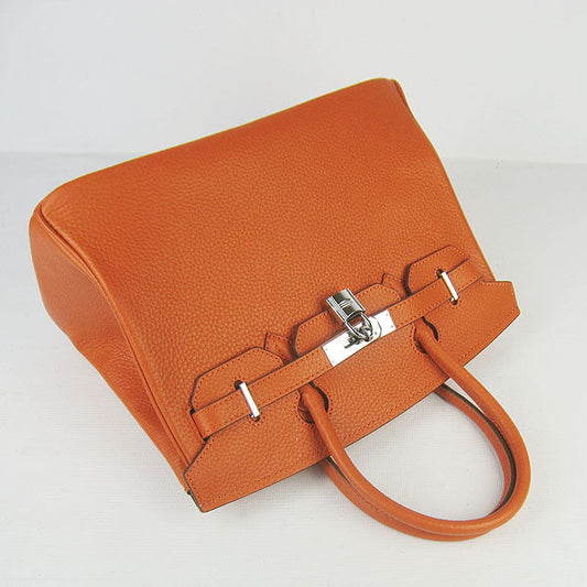 Luxury Hermes Birkin 30cm Togo Leather Handbags Orange Silver