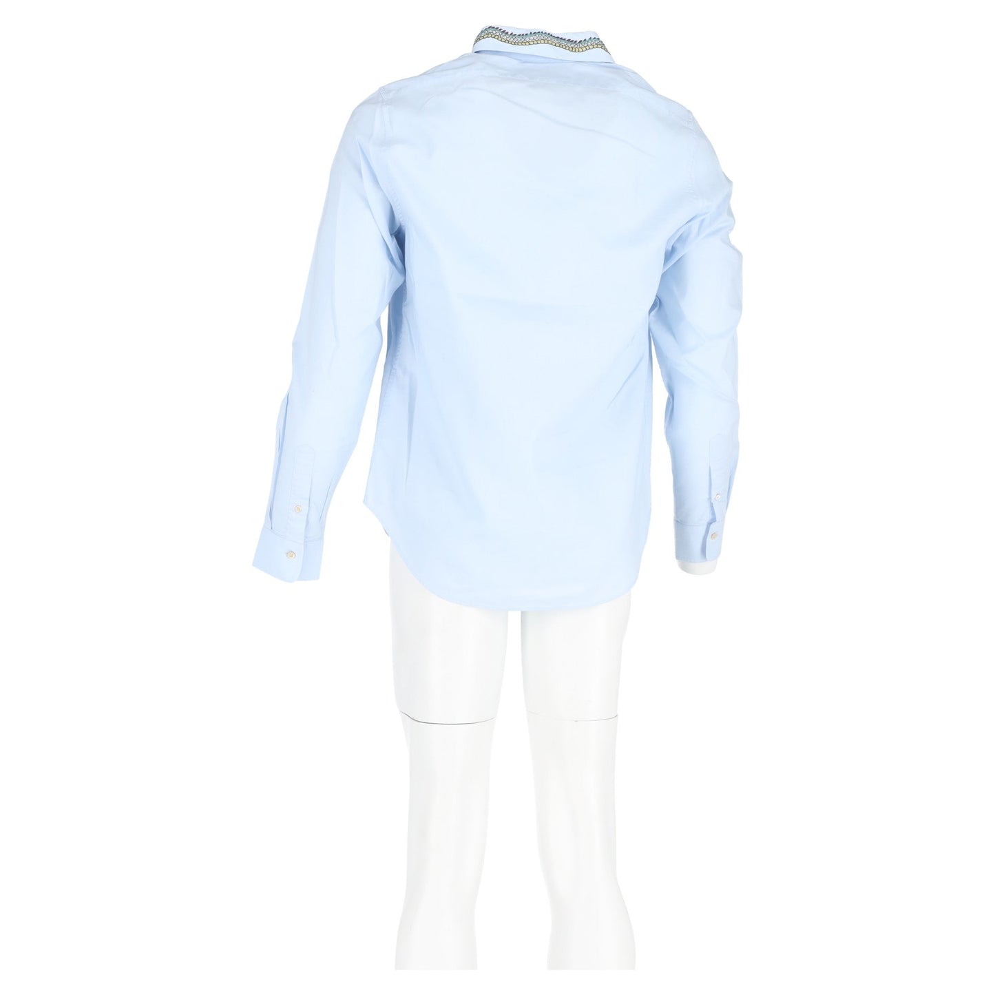 Gucci Dragon Printed Collar Long Sleeve Shirt in Light Blue Cotton