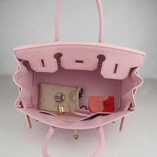 Luxury Hermes Birkin 30cm Togo Leather Handbags Pink Golden