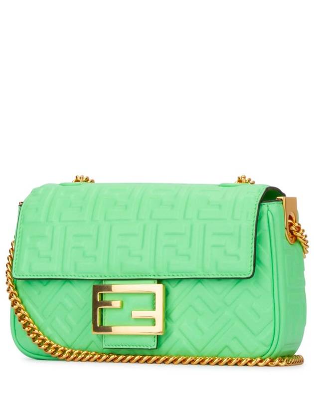 Luxury Fendi Baguette Medium Nappa Leather Chain Shoulder Bag Green