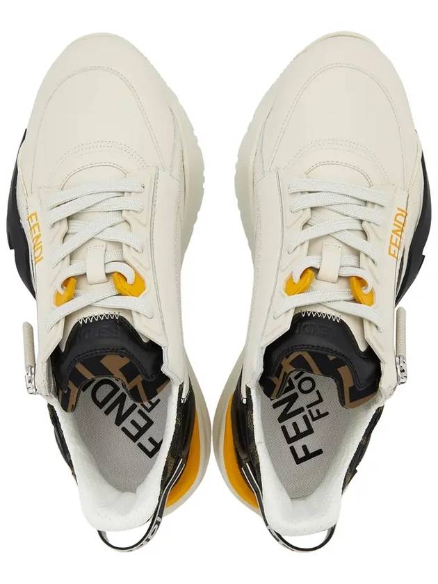 Luxury Fendi Flow FF Jacquard Leather Running Low Top Sneakers White