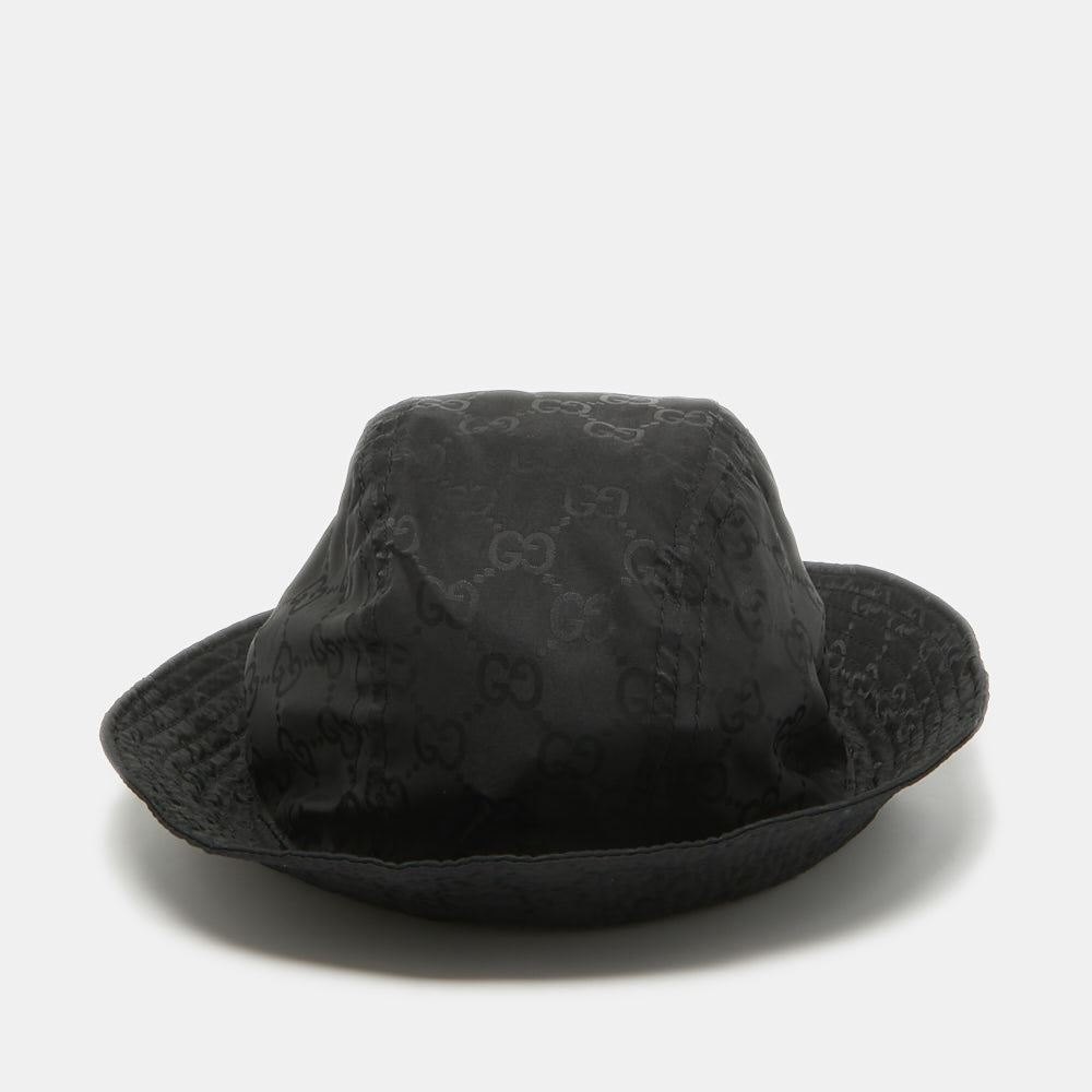 Luxury Gucci Trending 2025 Black GG Web Nylon Bucket Hat With Pouch