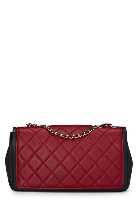 CHANEL, Red & Black Quilted Lambskin Graphic Flap Medium, Red