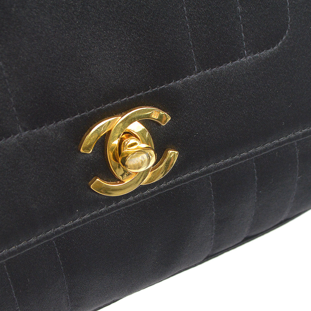 Luxury Chanel 1991-1994 Black Satin Straight Flap Mademoiselle Shoulder Bag