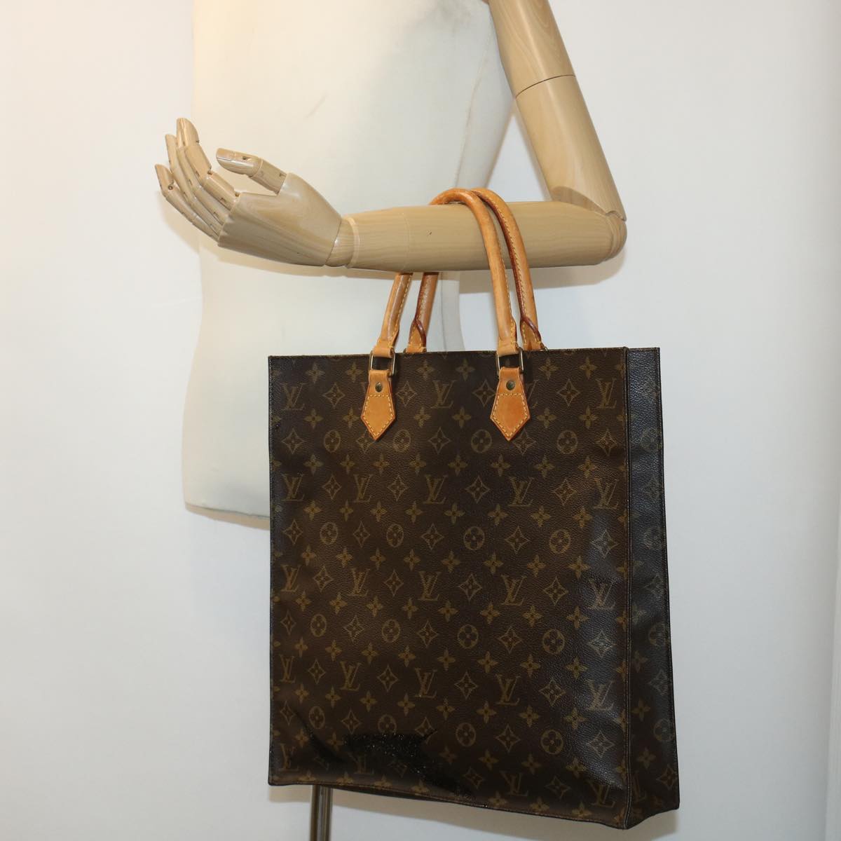 LOUIS VUITTON Monogram Sac Plat Hand Bag M51140 LV 44436