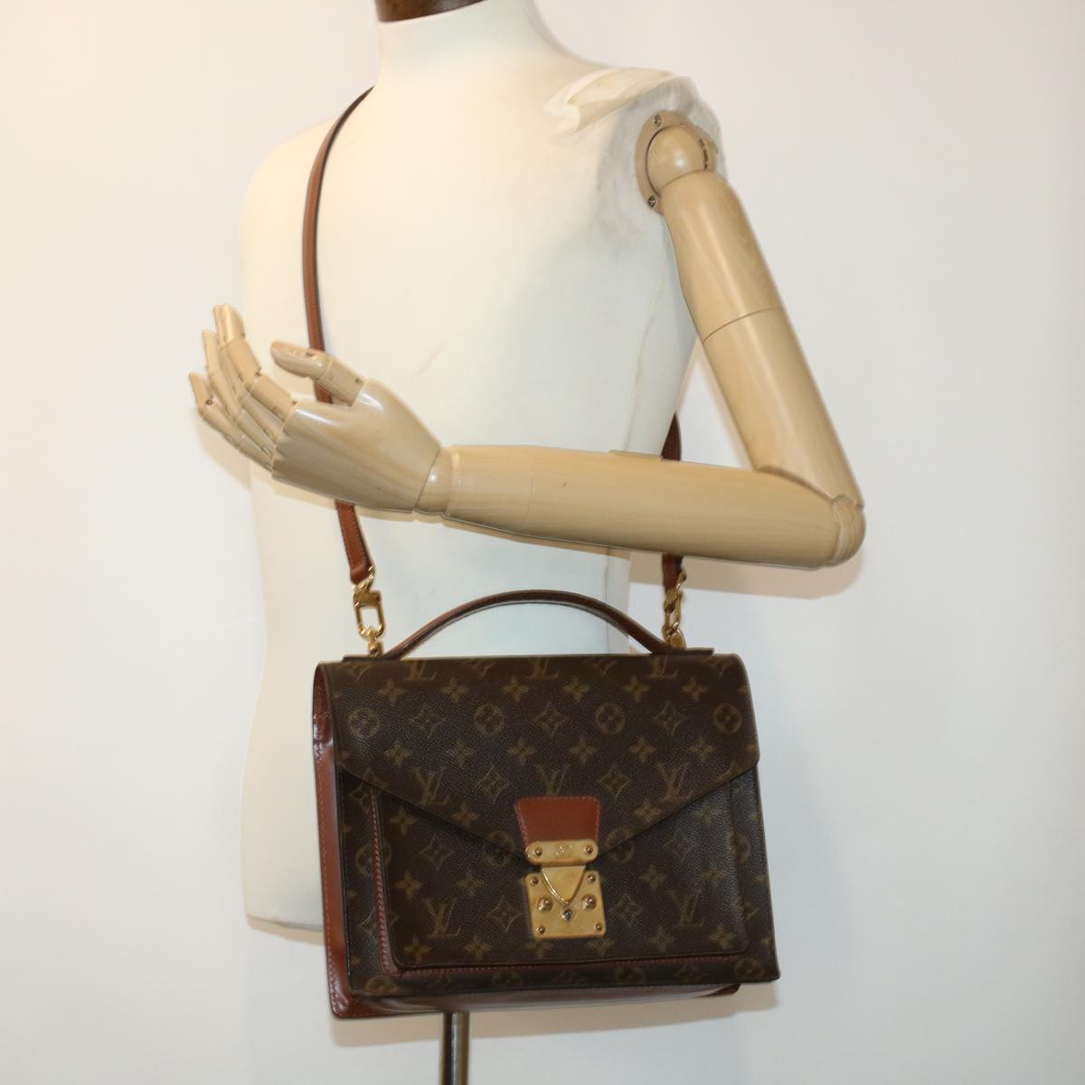 LOUIS VUITTON Monogram Monceau 28 Hand Bag 2way M51185 LV 44550