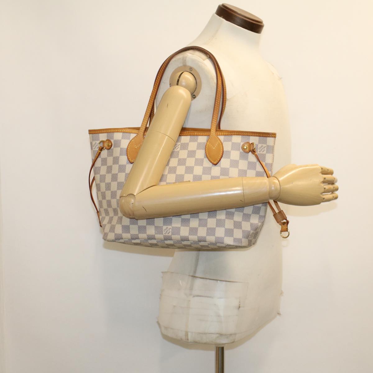 LOUIS VUITTON Damier Azur Neverfull PM Tote Bag N41362 LV 44769
