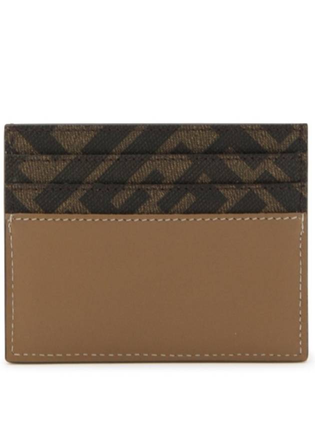 Luxury Fendi FF square leather card wallet beige