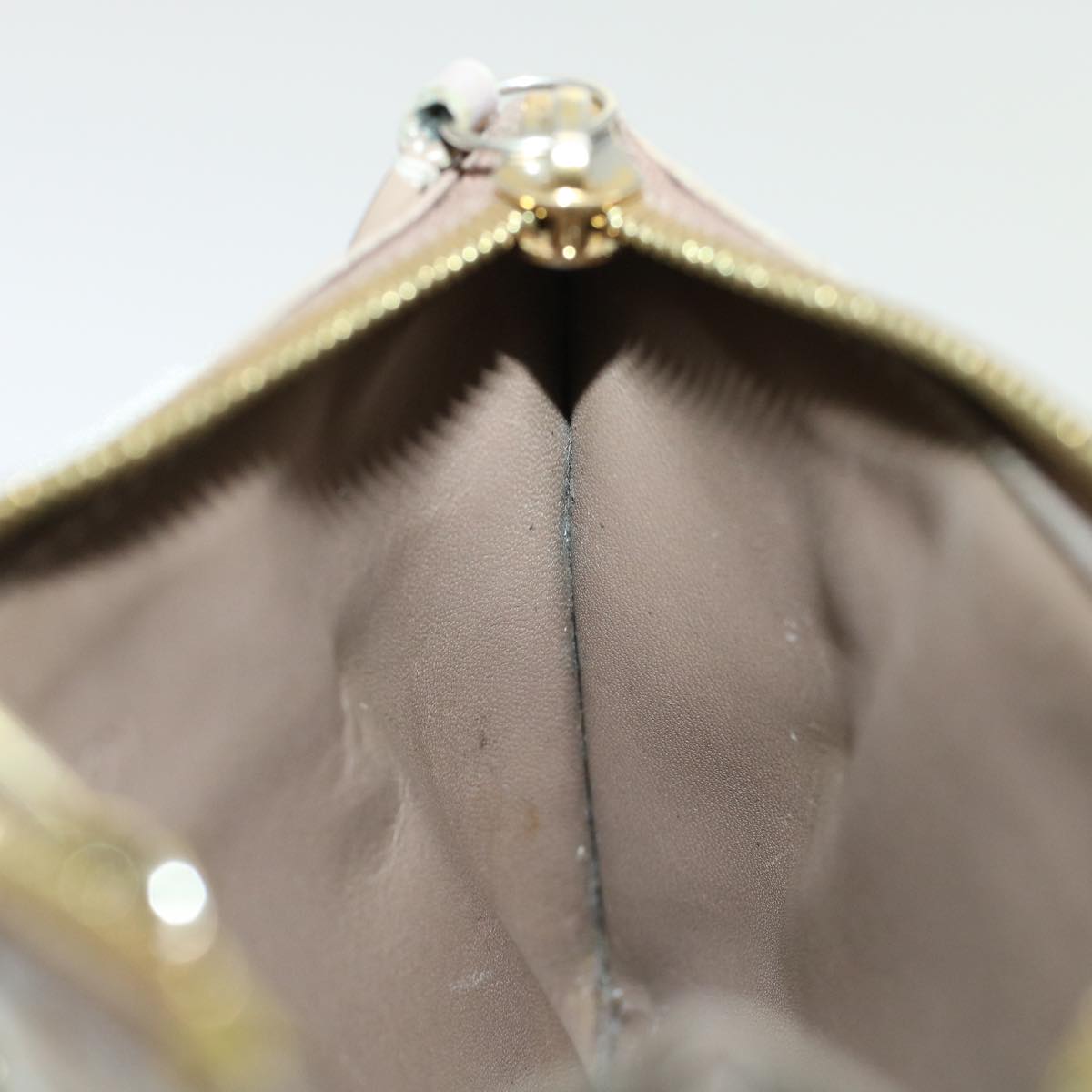 LOUIS VUITTON Monogram Vernis Pochette Cle NM Coin Purse Beige M91763 45448