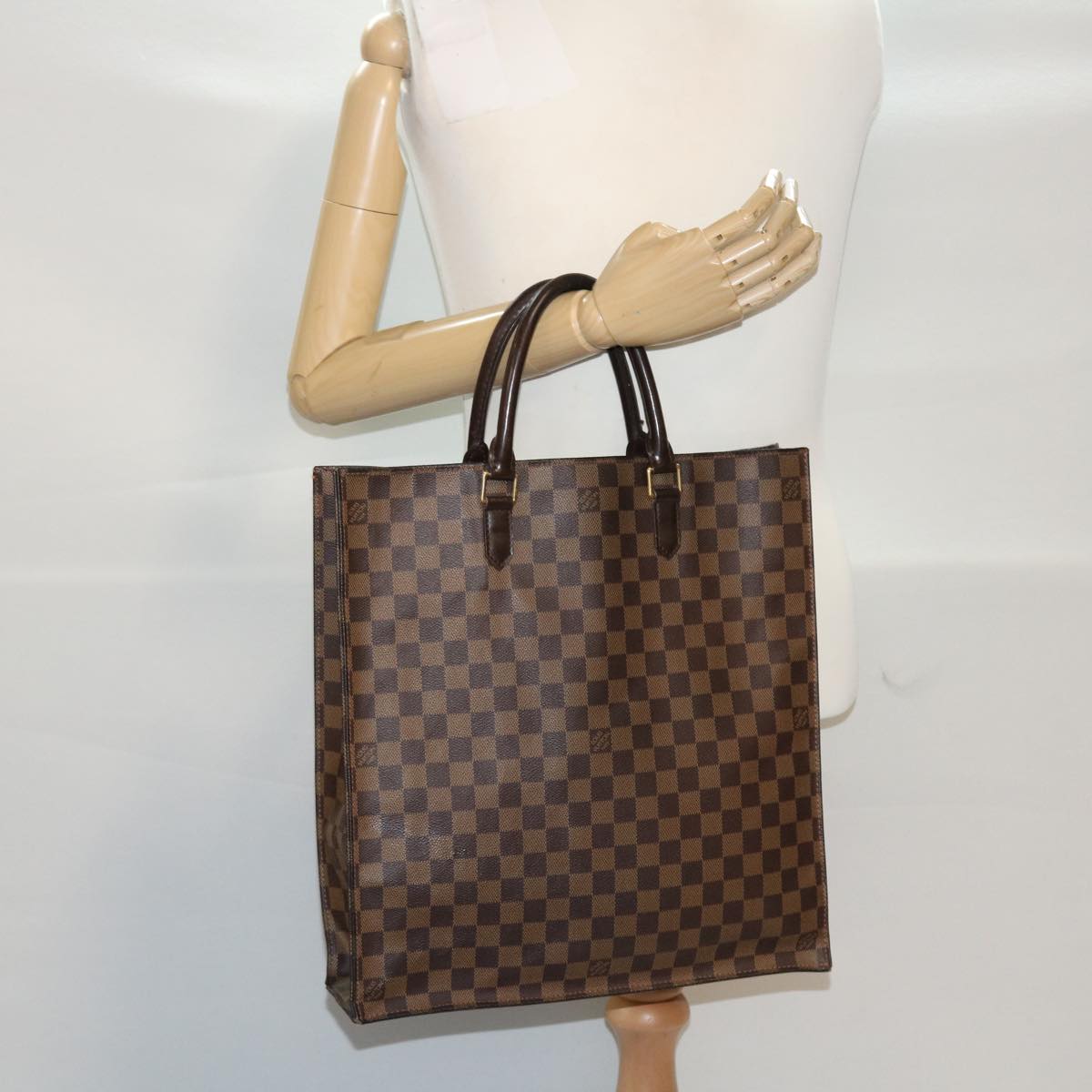 LOUIS VUITTON Damier Ebene Sac Plat Hand Bag N51140 LV 45484