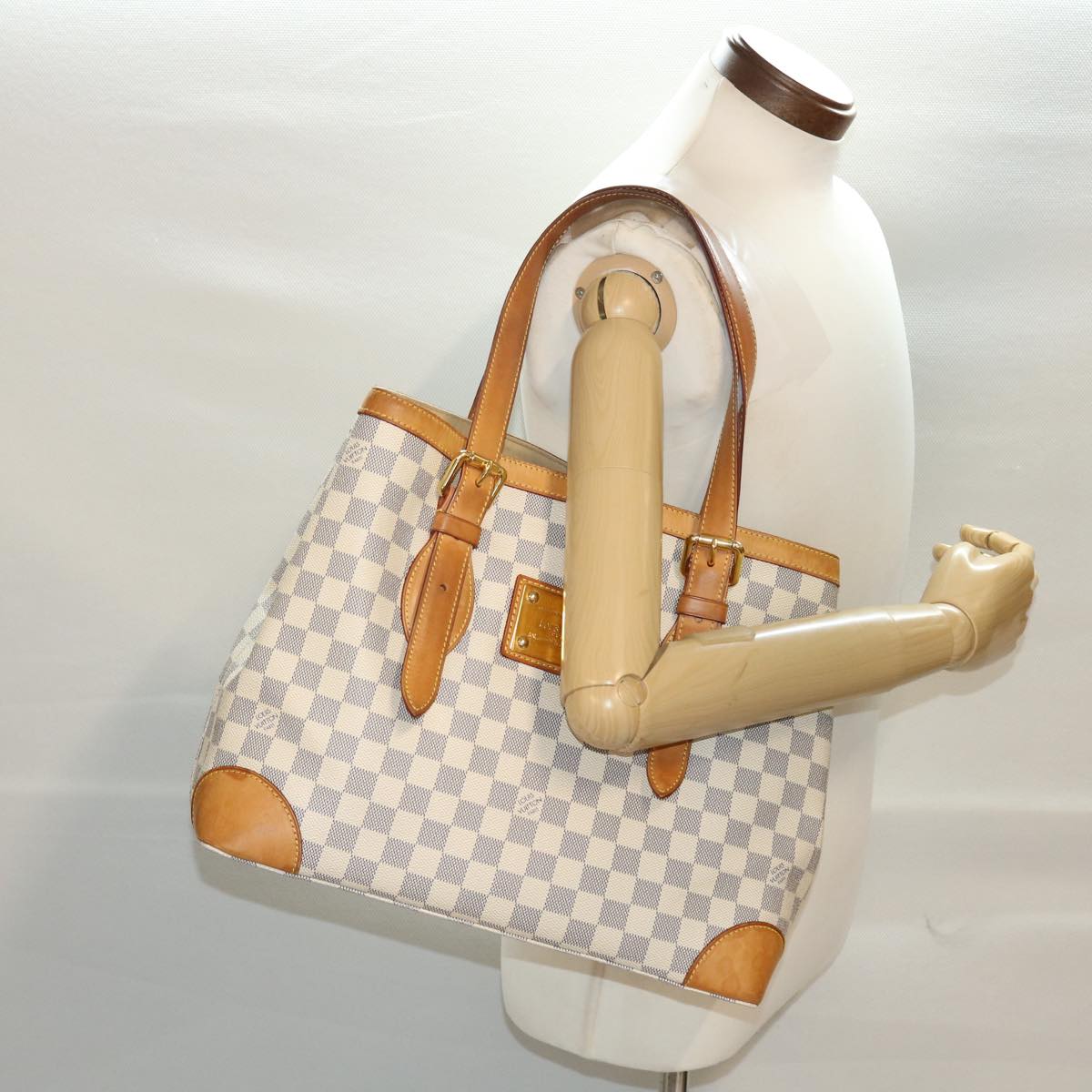LOUIS VUITTON Damier Azur Hampstead MM Tote Bag N51206 LV 45660