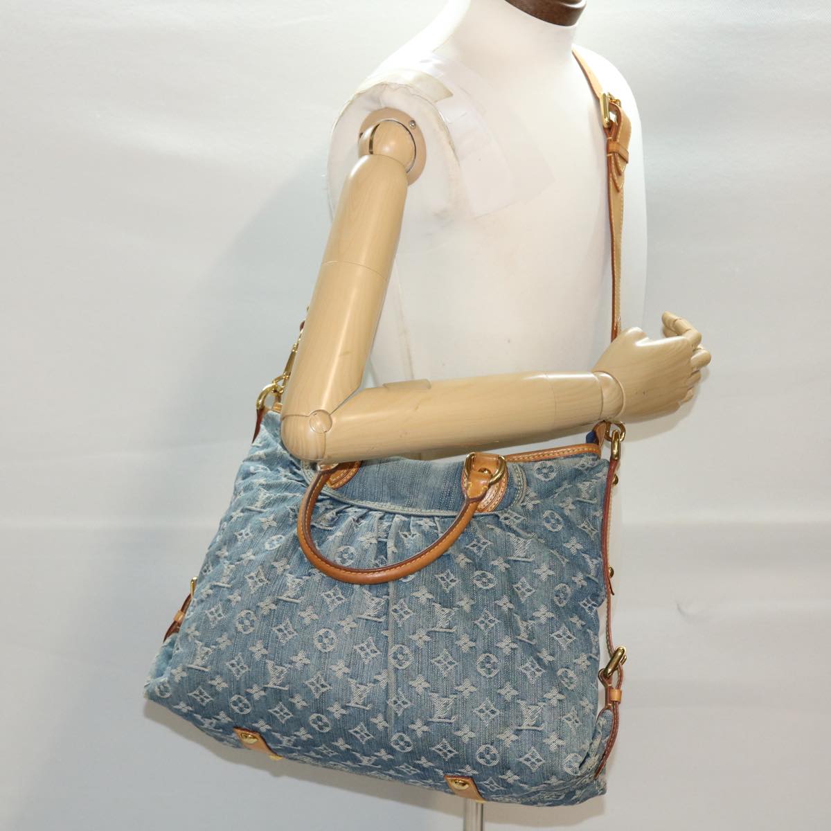 LOUIS VUITTON Monogram Denim Neo Cabby GM Hand Bag 2way Blue M95350 45670