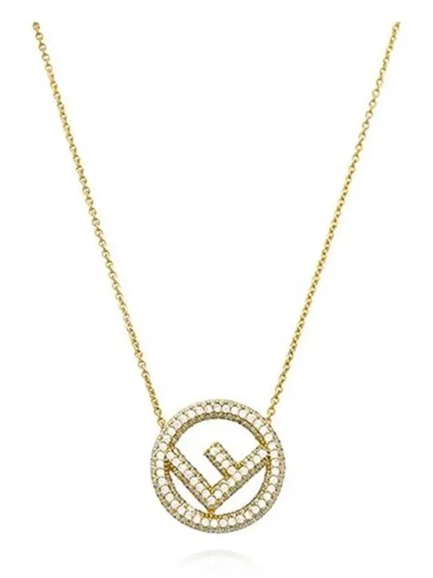 Luxury Fendi F Logo Pendant Necklace Gold