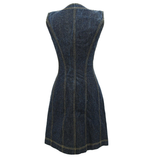Luxury Chanel 1997 logo-buttons denim sleeveless dress #36