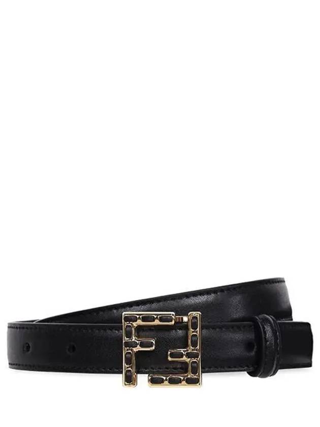 Luxury Fendi Logo Buckle Leather Belt Black