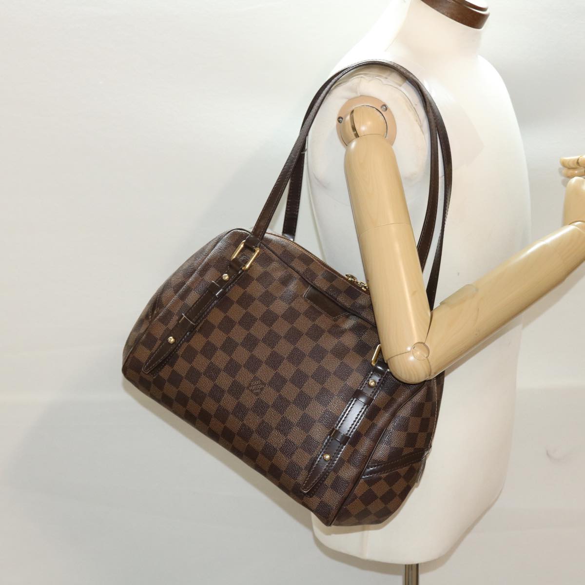 LOUIS VUITTON Damier Ebene Rivington GM Hand Bag N41158 LV 46452