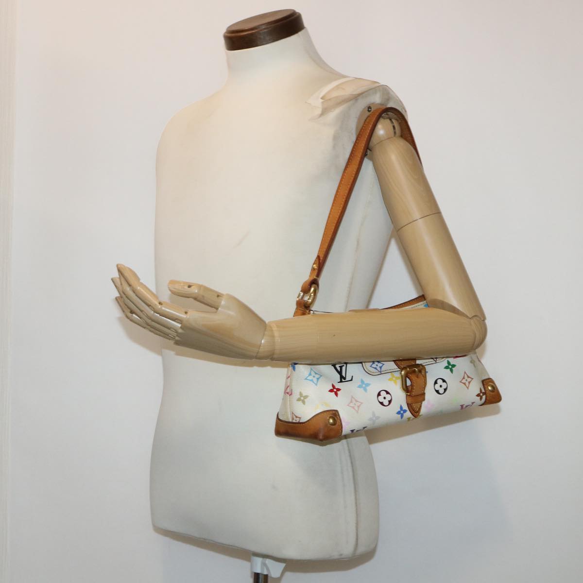 LOUIS VUITTON Monogram Multicolor Eliza Shoulder Bag White M40098 LV 46656