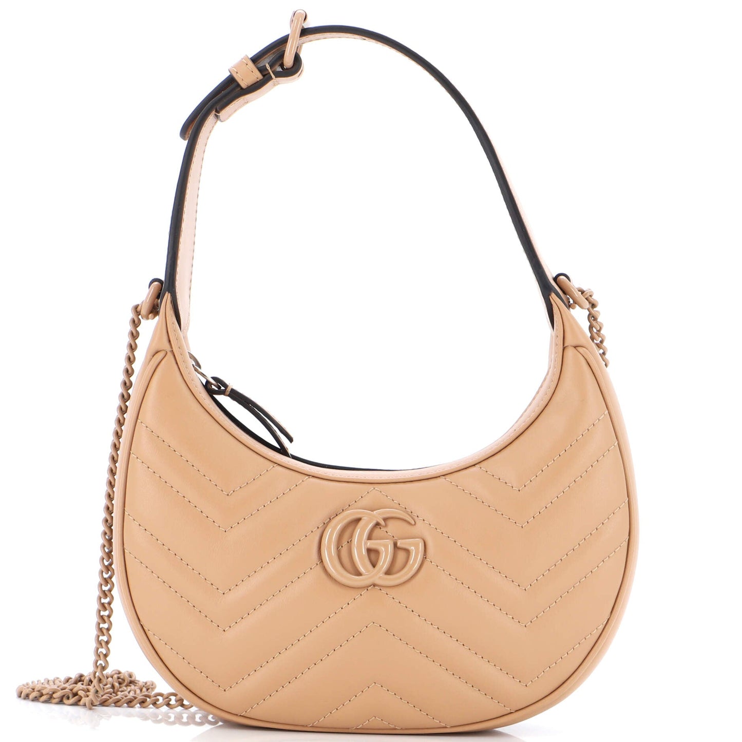 Luxury Gucci Trending 2025 GG Marmont Half Moon Hobo Leather Mini