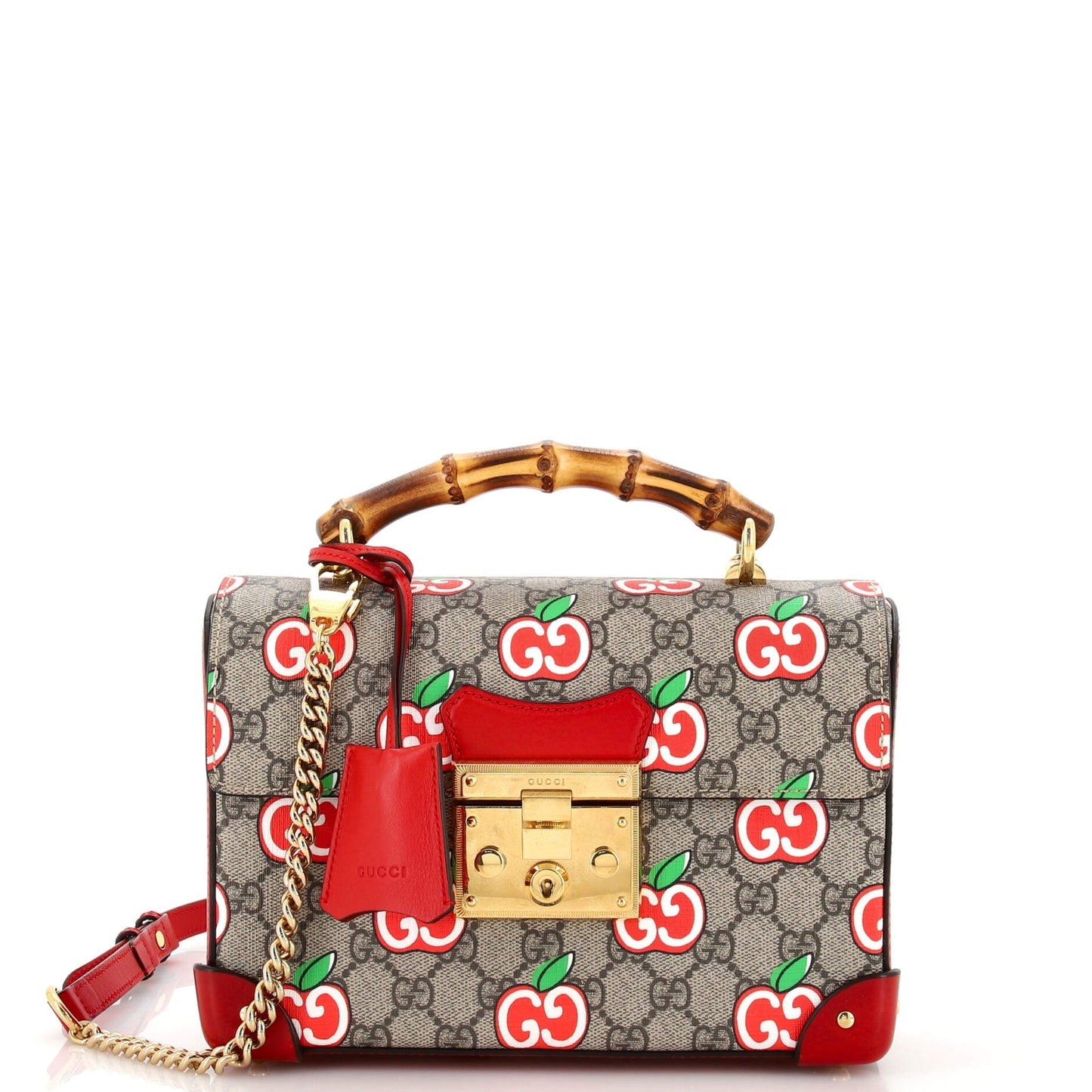 Luxury Gucci Trending 2025 Padlock Bamboo Shoulder Bag Printed GG Coated Canvas Small